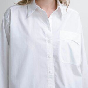 BRAND NEW Fun Loving White Button Up Shirt, Size S